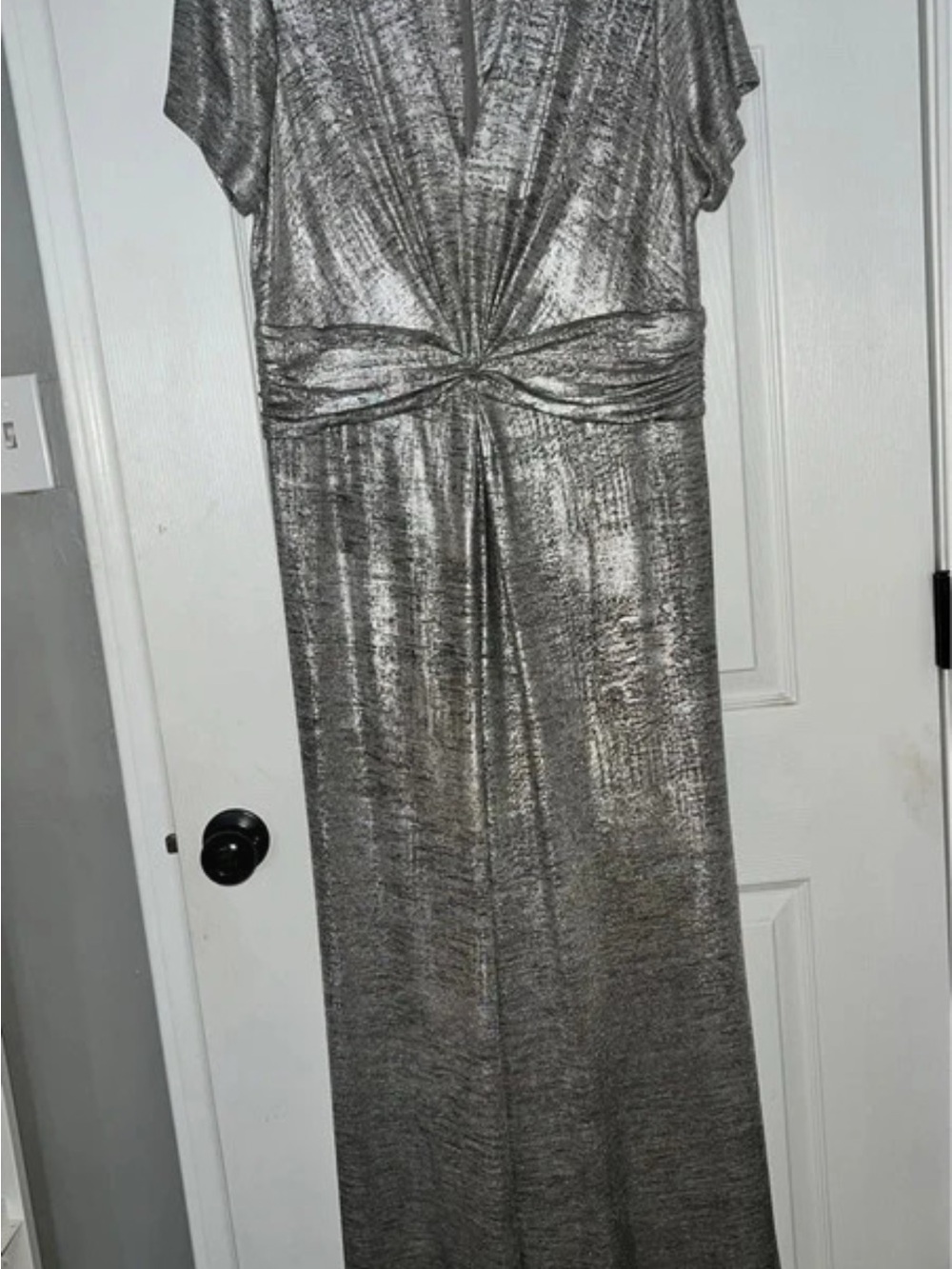 Vince Camuto Metallic Silver Twist front jumpsuit 1X